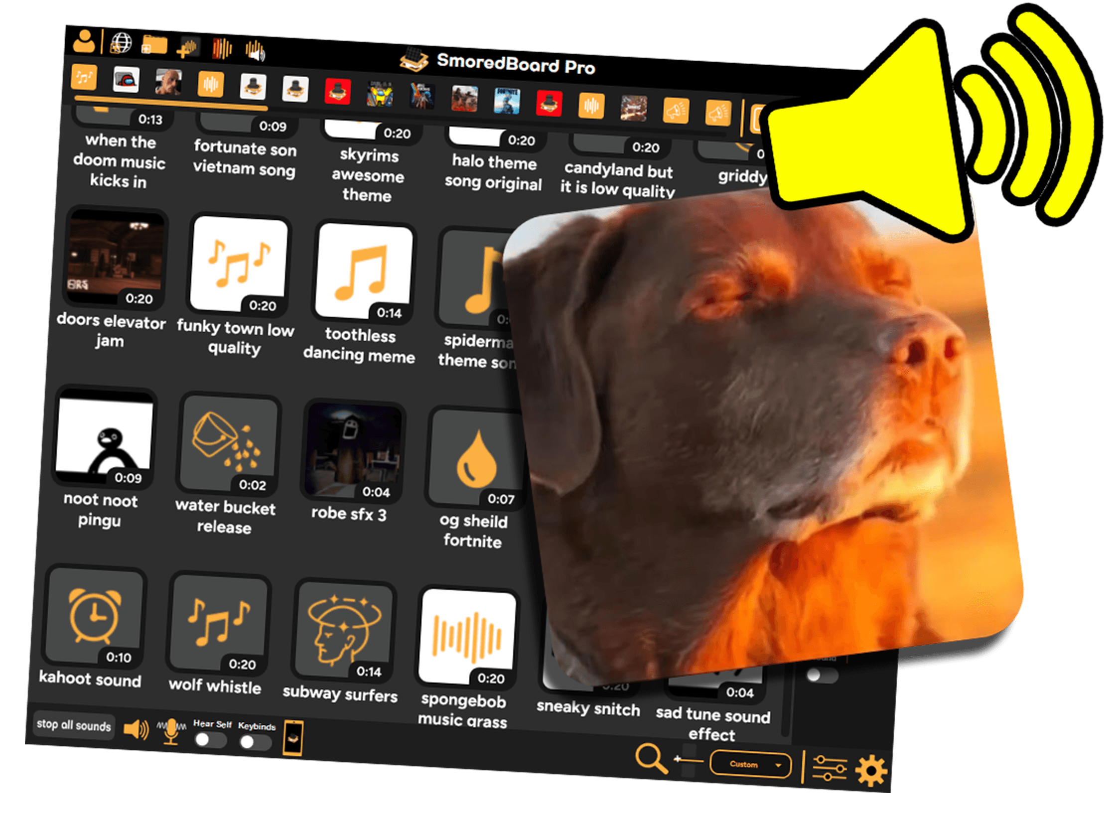 SmoredBoard Pro soundboard playing a sound