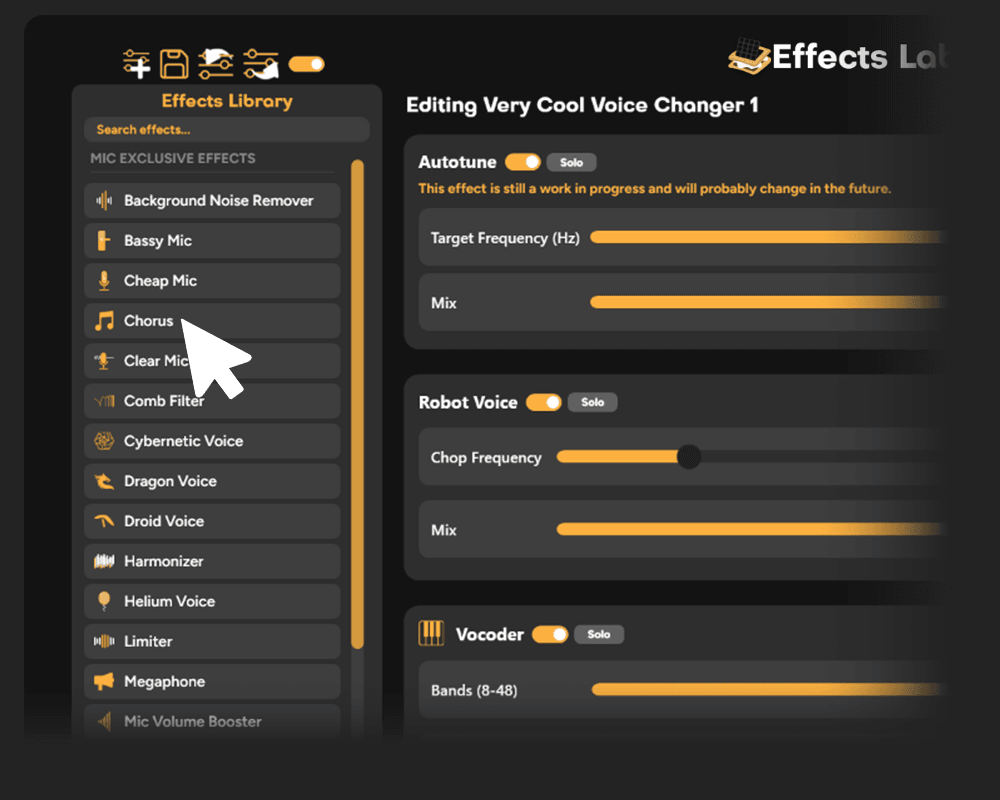 Building a custom voice in the Effects Lab